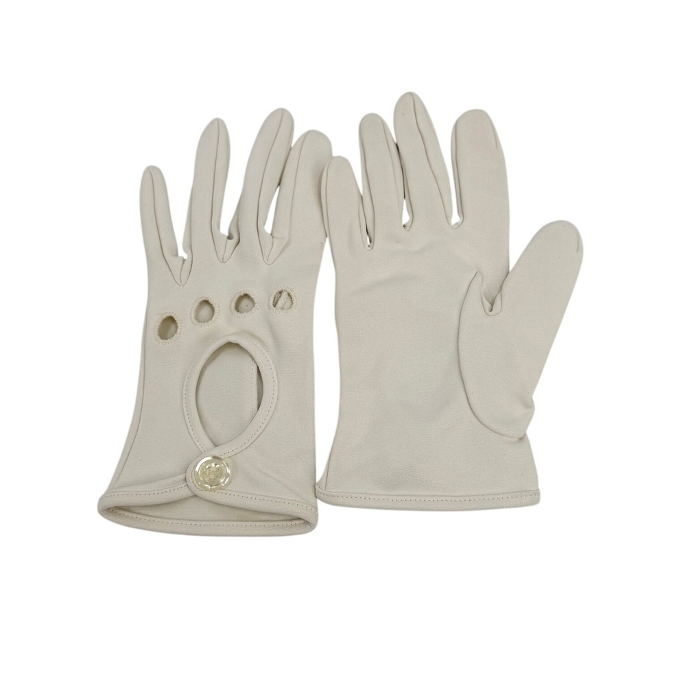 Unbranded Driving Gloves Cutout Vintage Womens Small Cream Ivory Off White Retro